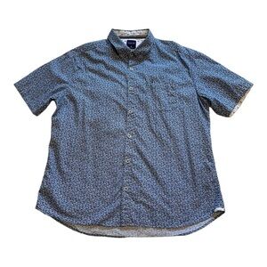 Level Ten Peached Poplin Button-Up Shirt Short Sleeve Floral Collared Size XL